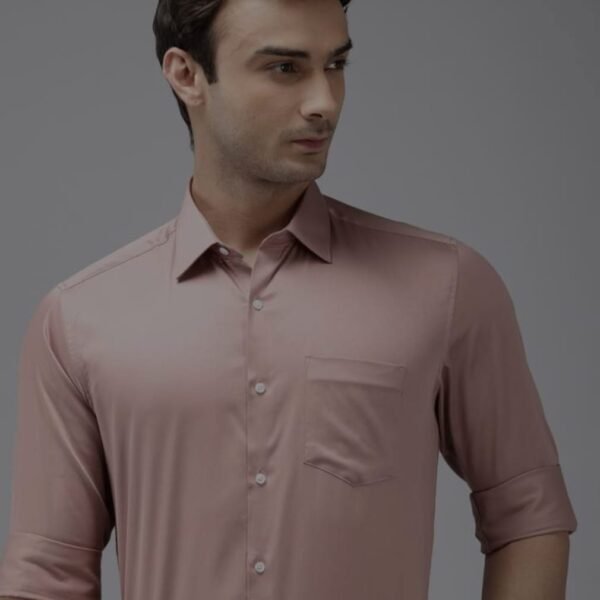 Mens Pink Stretch Plain Slim Fit Casual Shirts By Online |.... Trezz.in