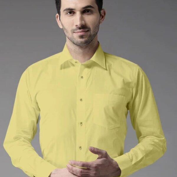 Men Lemon Yellow Sleeves Formal Shirts By Online