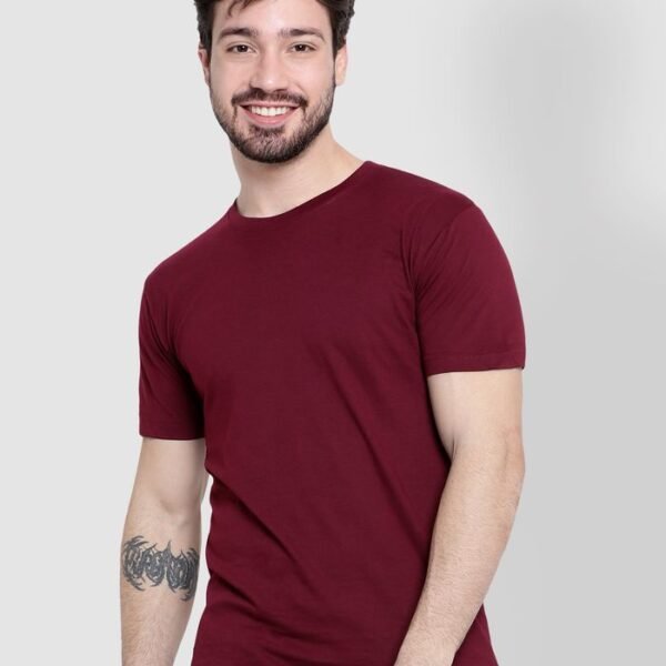 Men women Burgundy Plain T-Shirt