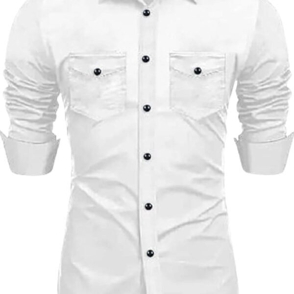 Rebelify Men's Cotton Spread Collar Full Sleeve Relaxed Fit Cargo Western Shirt with Flap Double Pockets - Stylish Rugged Casual Shirt for Everyday Wear Online & Trezz.in