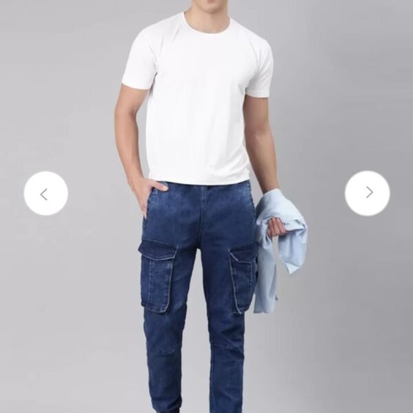 By Men Cotton mid rise stretchable denim jogger with rib Online| Trezz.in